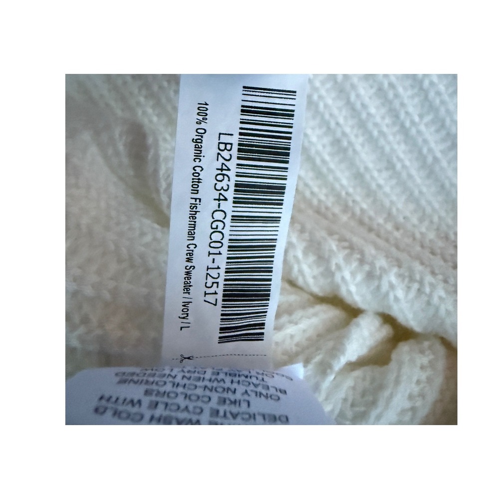 Quince Womens White 100% Organic Cotton Fisherman Sweater Size L Preppy Classic - Picture 10 of 11